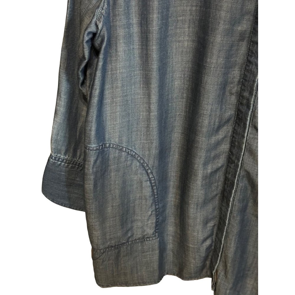 Chico’s size 3 (XL) blue button front long sleeve pockets tunic top - Picture 2 of 7